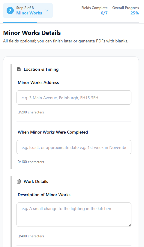 MEIWC - Minor Work Details