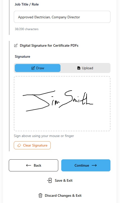User Profile - Enter Personal Details