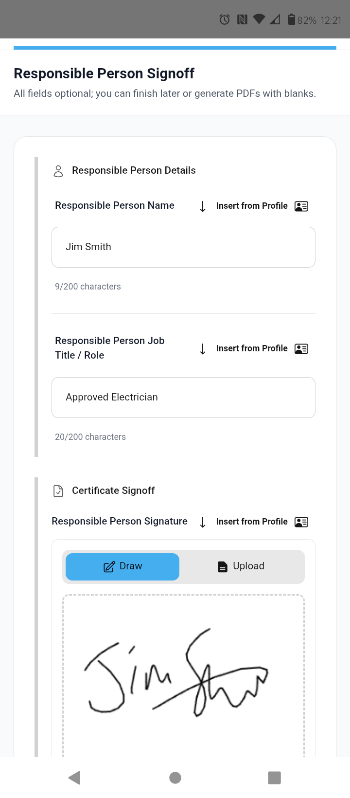 Certificate Sign-off